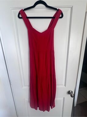 Valentina Valli Red Tiered Maxi Dress with Criss Cross Back | L